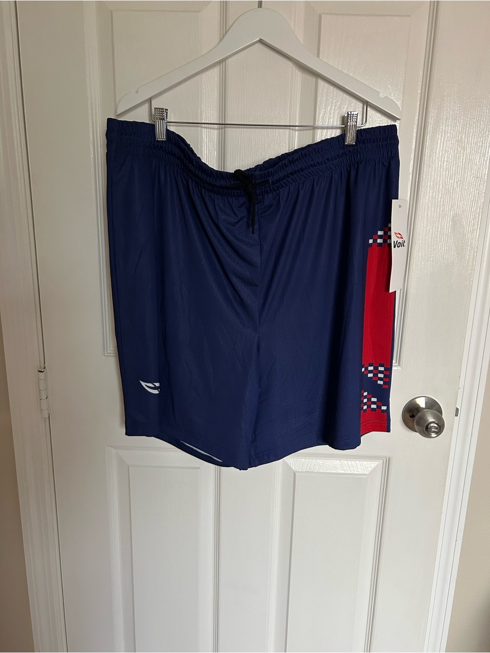 Men's Athletic Navy Shorts with Red Accent Panel